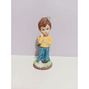 Vintage FBIA Boy Figurine Home Country Farmhouse Decor 5.5 "